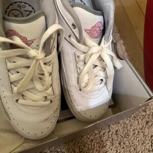 Jordan White and Pink Retro Sneakers